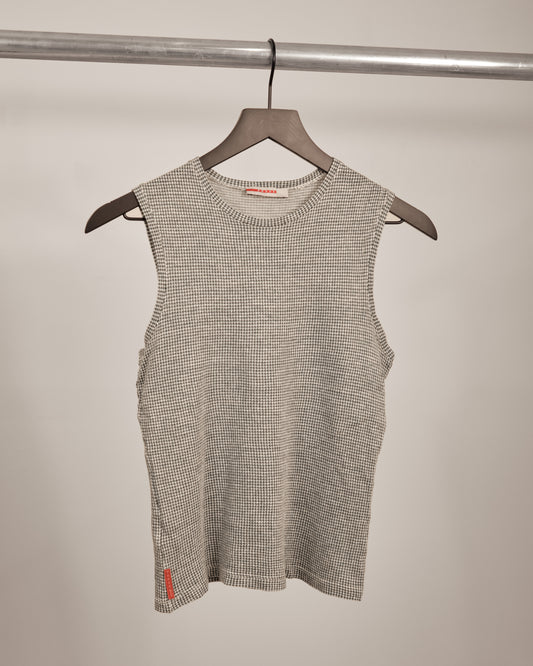 Prada Sport Houndstooth Linen Cotton Tank Top