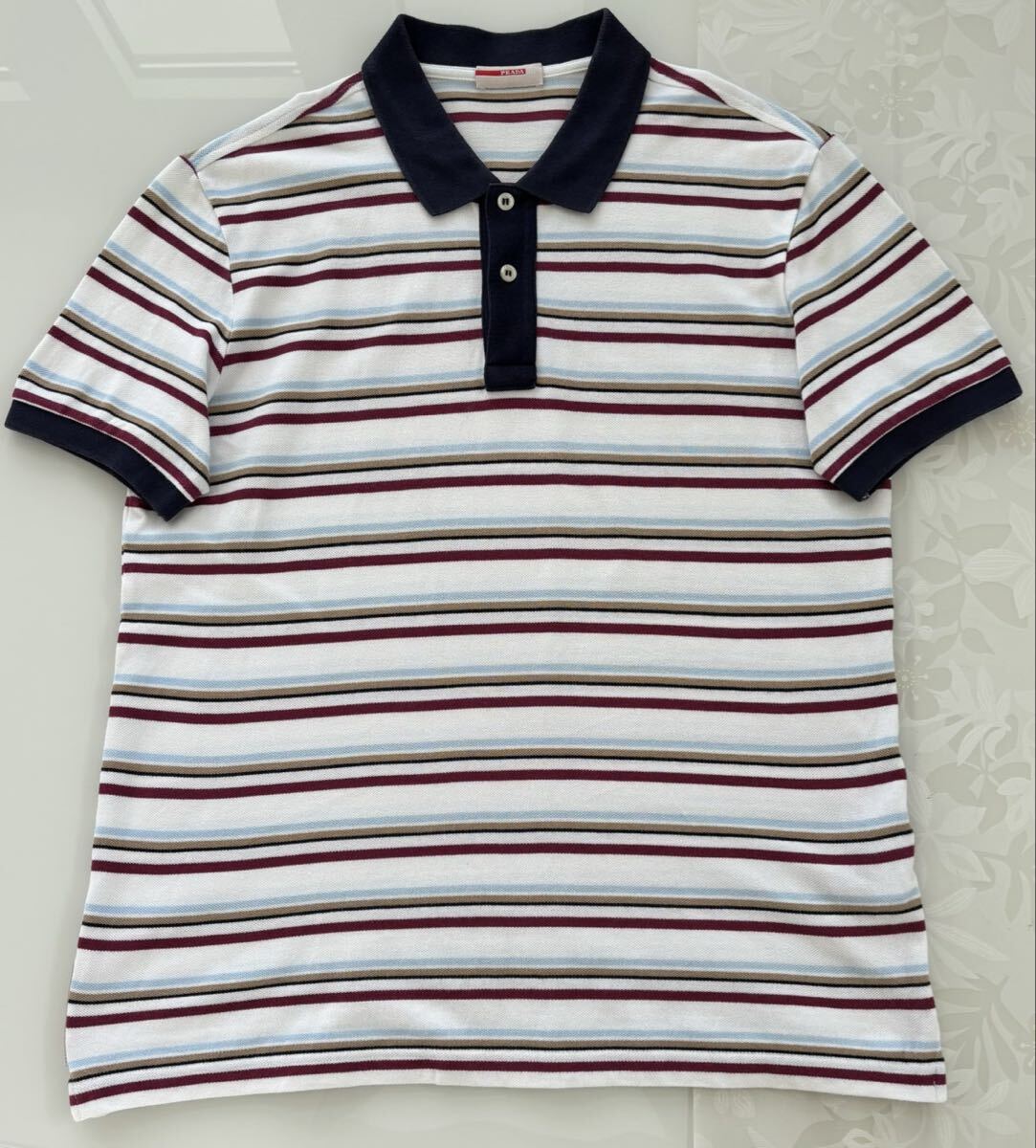 Prada Striped Short Sleeve Polo Shirt